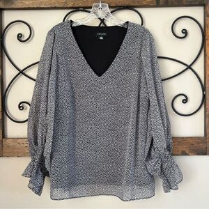 1. State Black White Balloon Long Sleeve Peasant Cottagecore Career Blouse SZ M